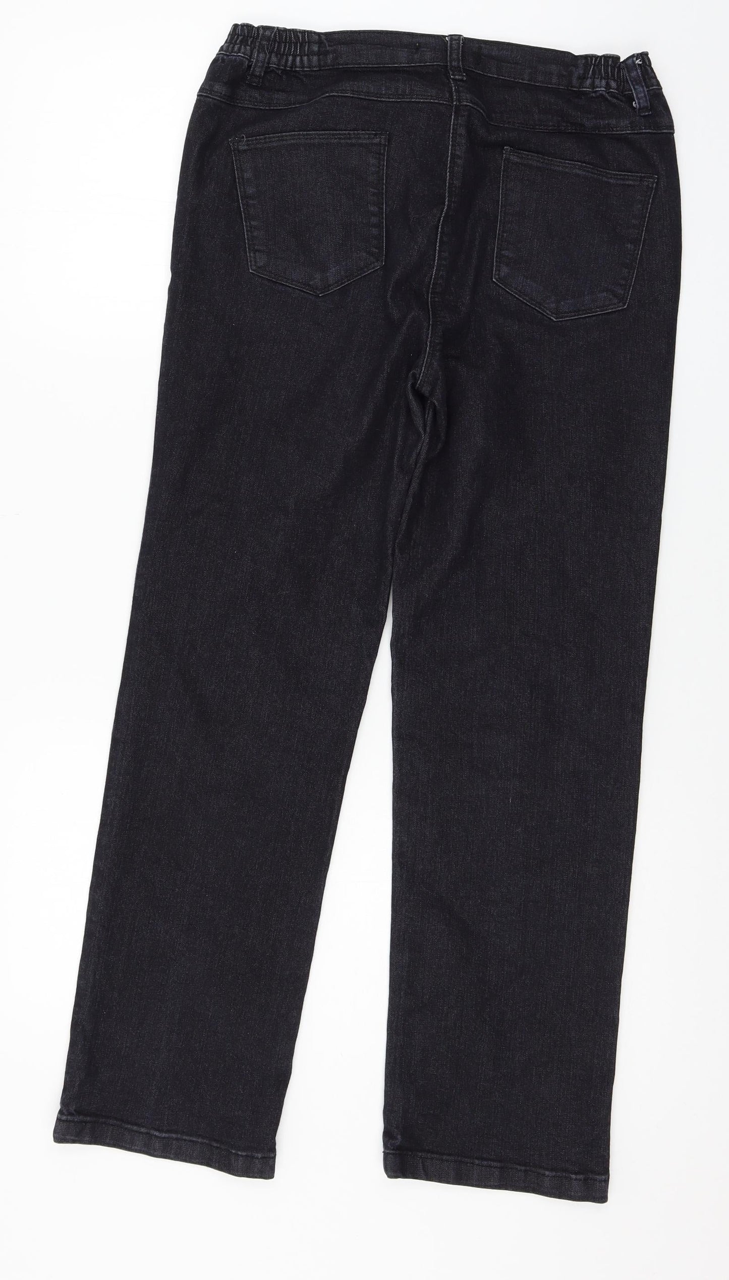 Womens UK Size 10 Preworn Regular Fit Straight Black Jeans