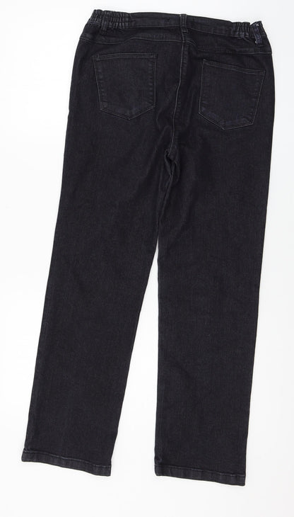 Womens UK Size 10 Preworn Regular Fit Straight Black Jeans