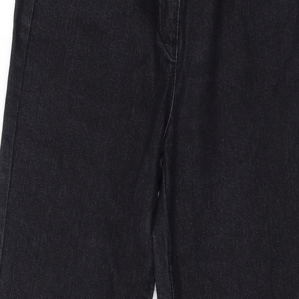 Womens UK Size 10 Preworn Regular Fit Straight Black Jeans