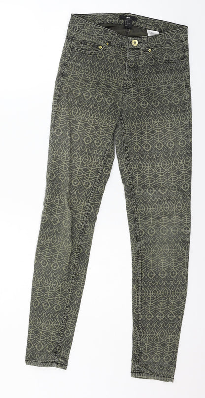 Womens UK Size 4 H&M Regular Fit Skinny Green Jeans