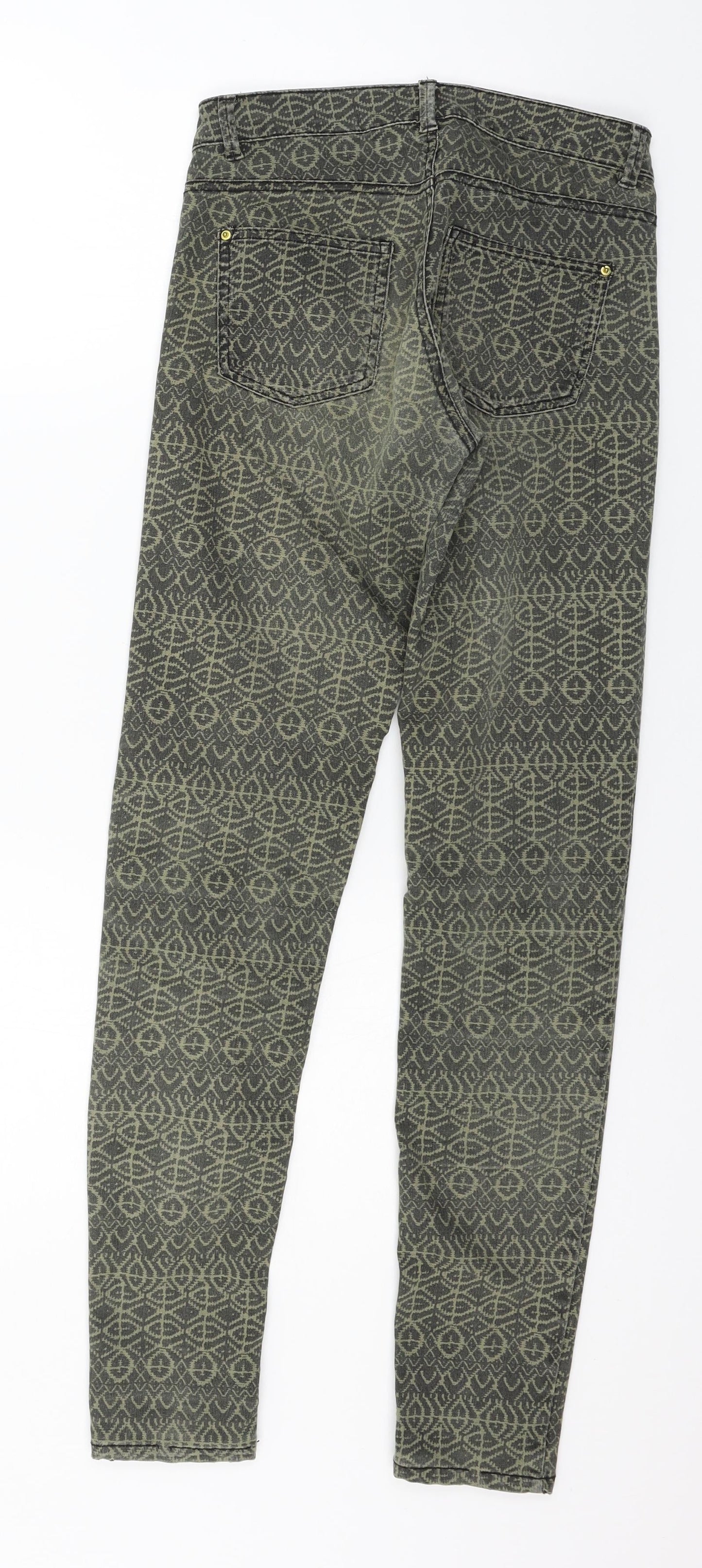 Womens UK Size 4 H&M Regular Fit Skinny Green Jeans