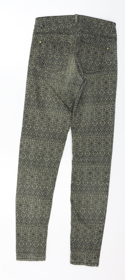 Womens UK Size 4 H&M Regular Fit Skinny Green Jeans