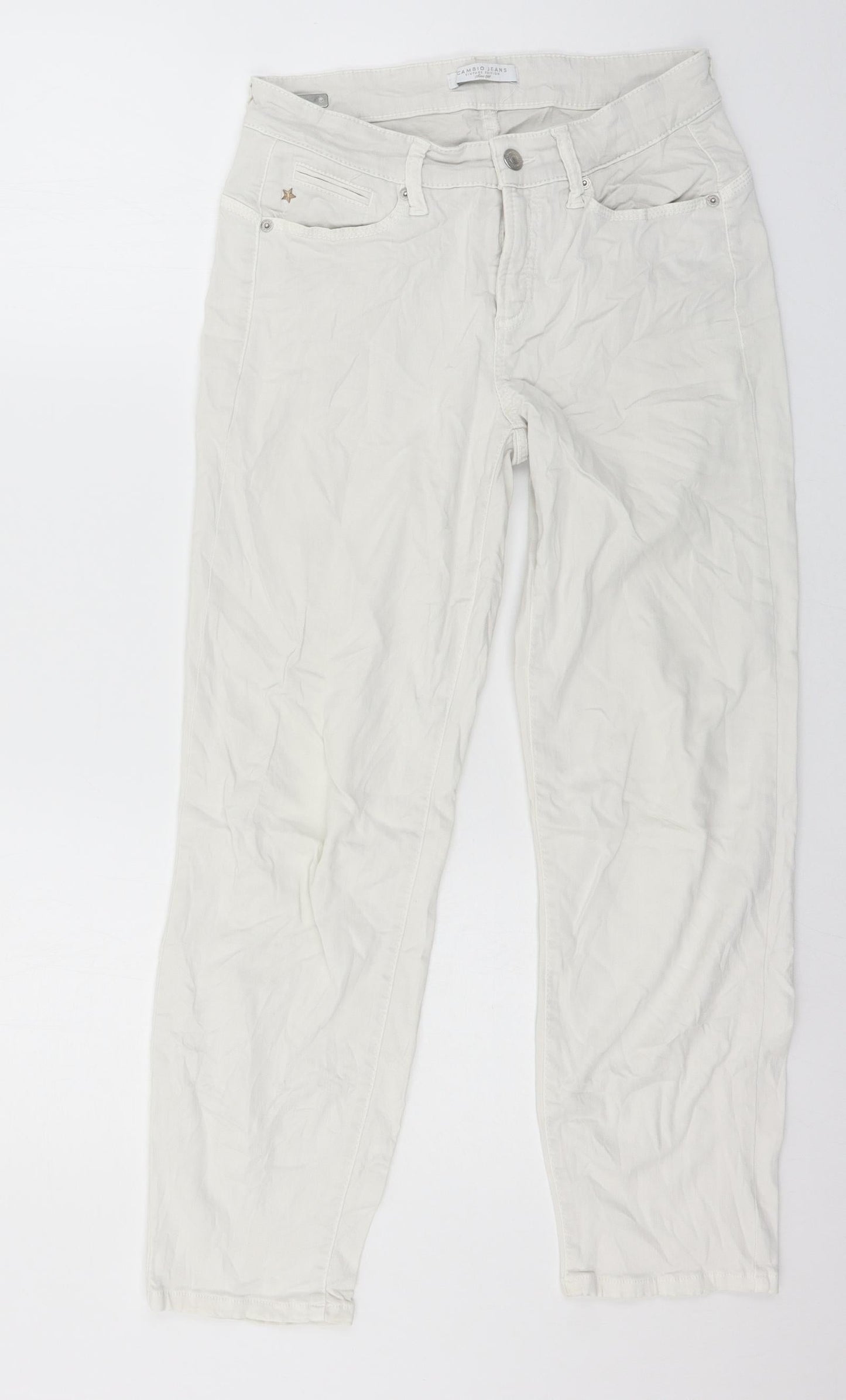 Womens UK Size 28 in Cambio Regular Fit Straight White Jeans