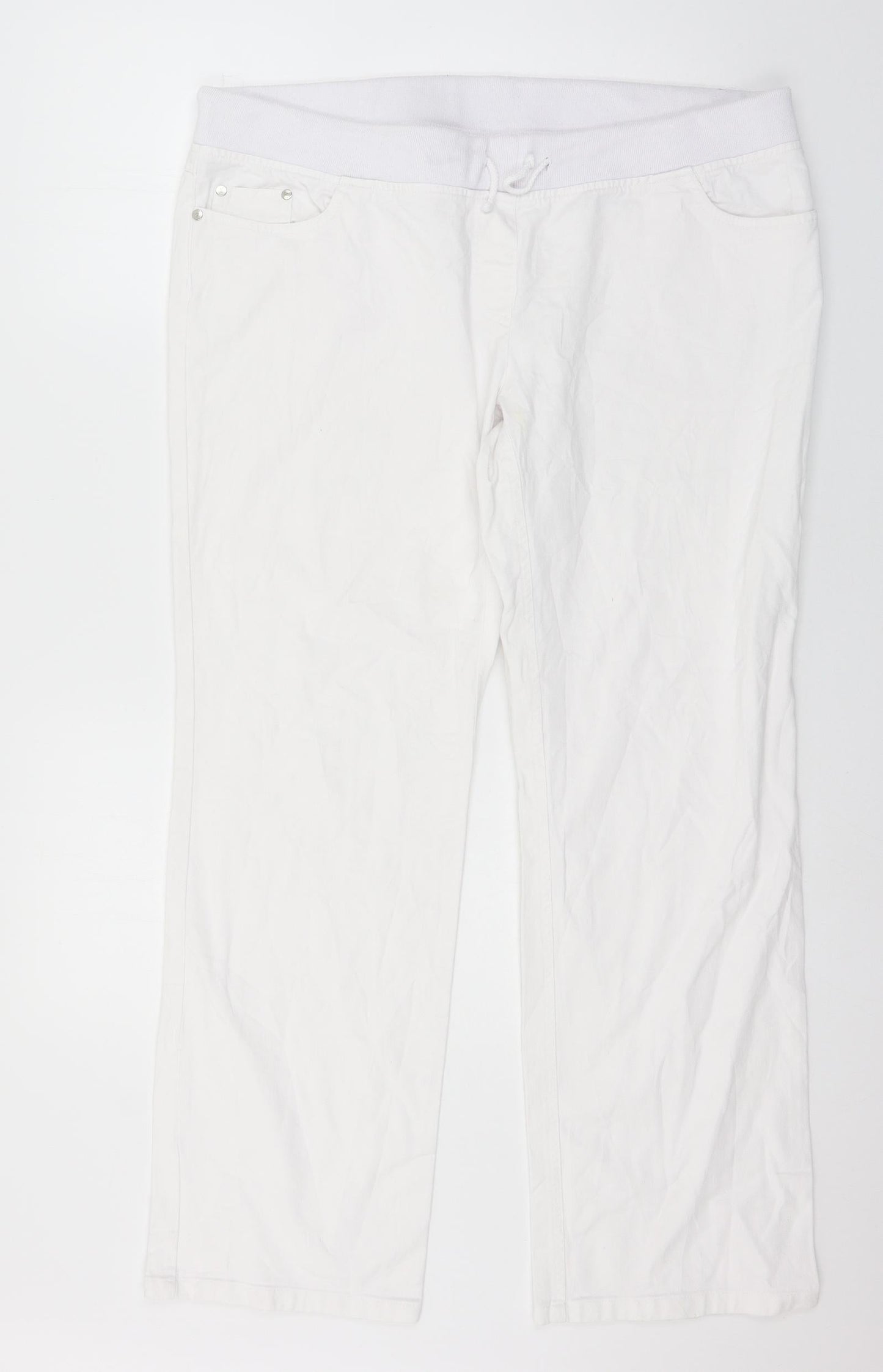 Womens UK Size 40 in Preworn Regular Fit Wide-Leg White Jeans
