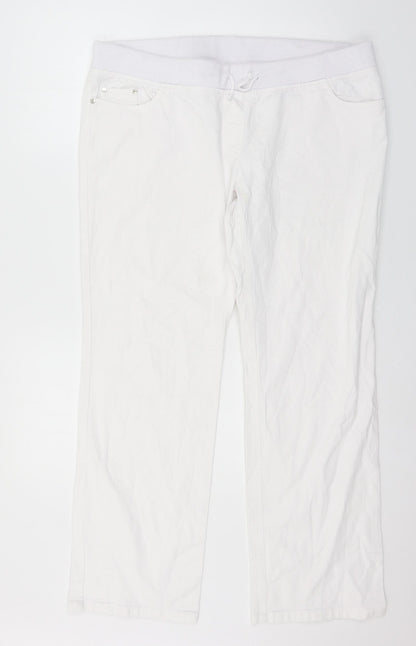Womens UK Size 40 in Preworn Regular Fit Wide-Leg White Jeans