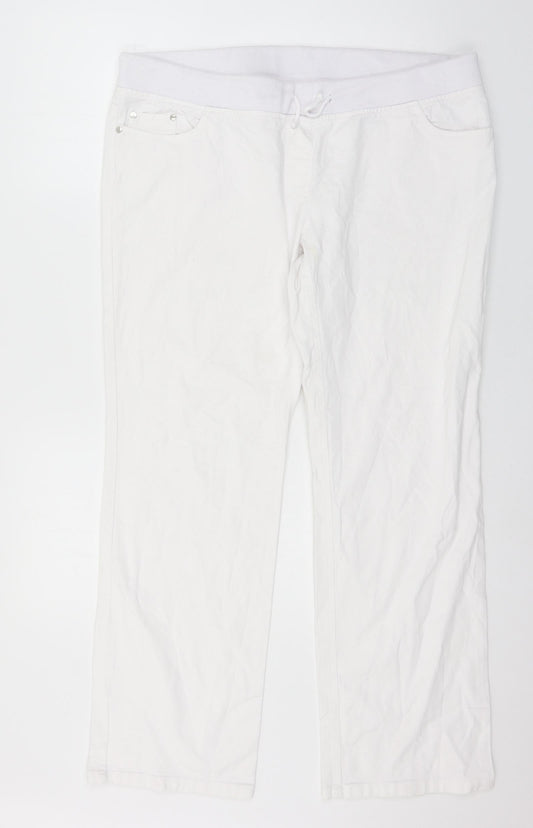 Womens UK Size 40 in Preworn Regular Fit Wide-Leg White Jeans
