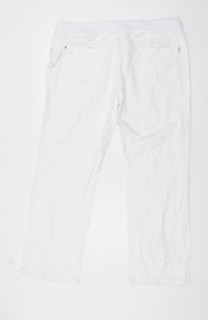 Womens UK Size 40 in Preworn Regular Fit Wide-Leg White Jeans