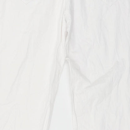Womens UK Size 40 in Preworn Regular Fit Wide-Leg White Jeans