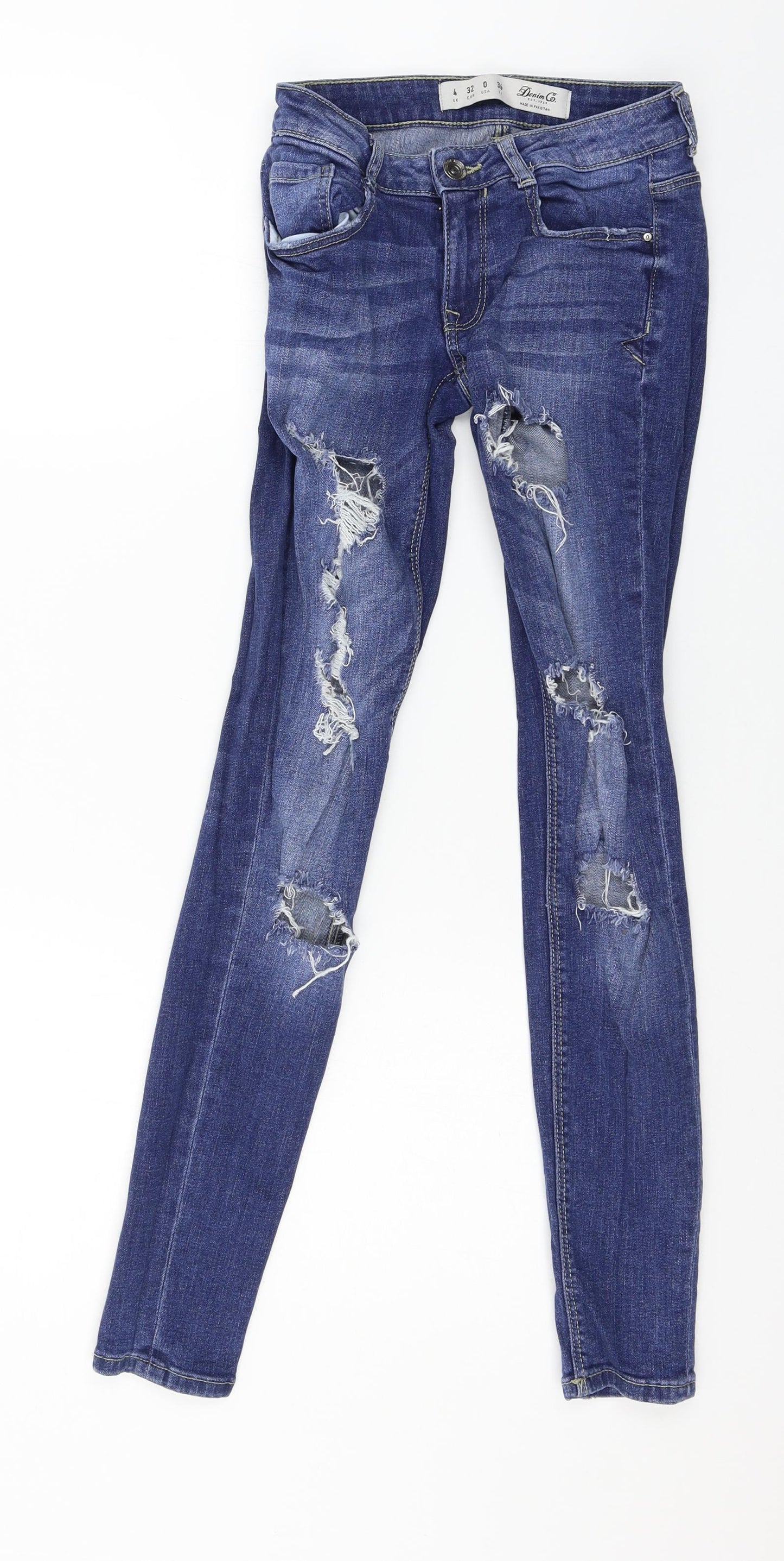 Denim & Co. Womens Blue  Denim Skinny Jeans Size 4 L28 in