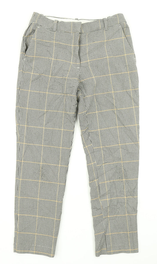 H&M Womens Black Plaid  Dress Pants Trousers Size 8 L25 in