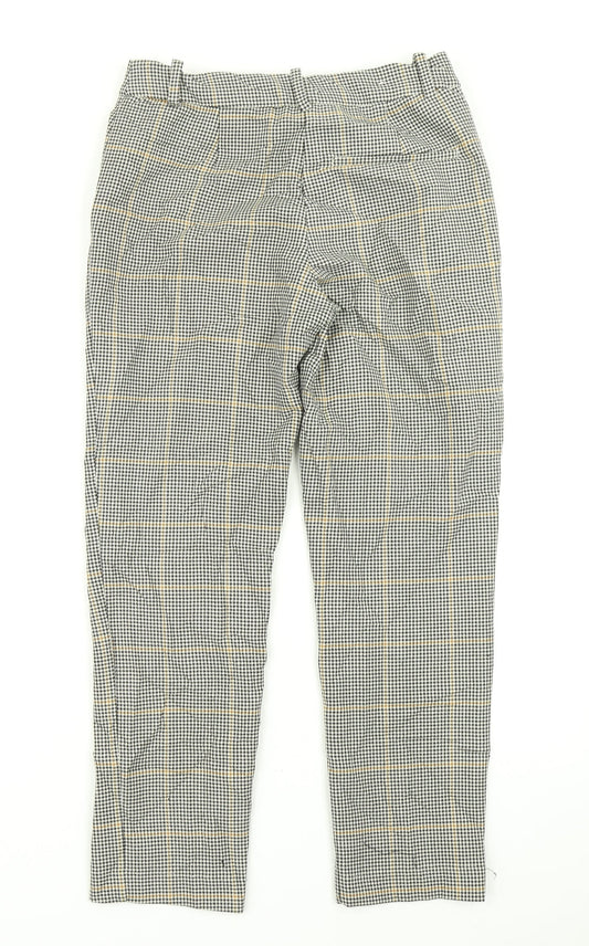 H&M Womens Black Plaid  Dress Pants Trousers Size 8 L25 in