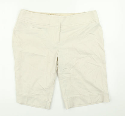 Studio Y Womens Beige Striped  Chino Shorts Size 36 in
