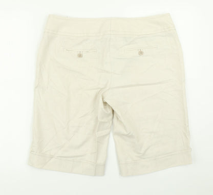 Studio Y Womens Beige Striped  Chino Shorts Size 36 in