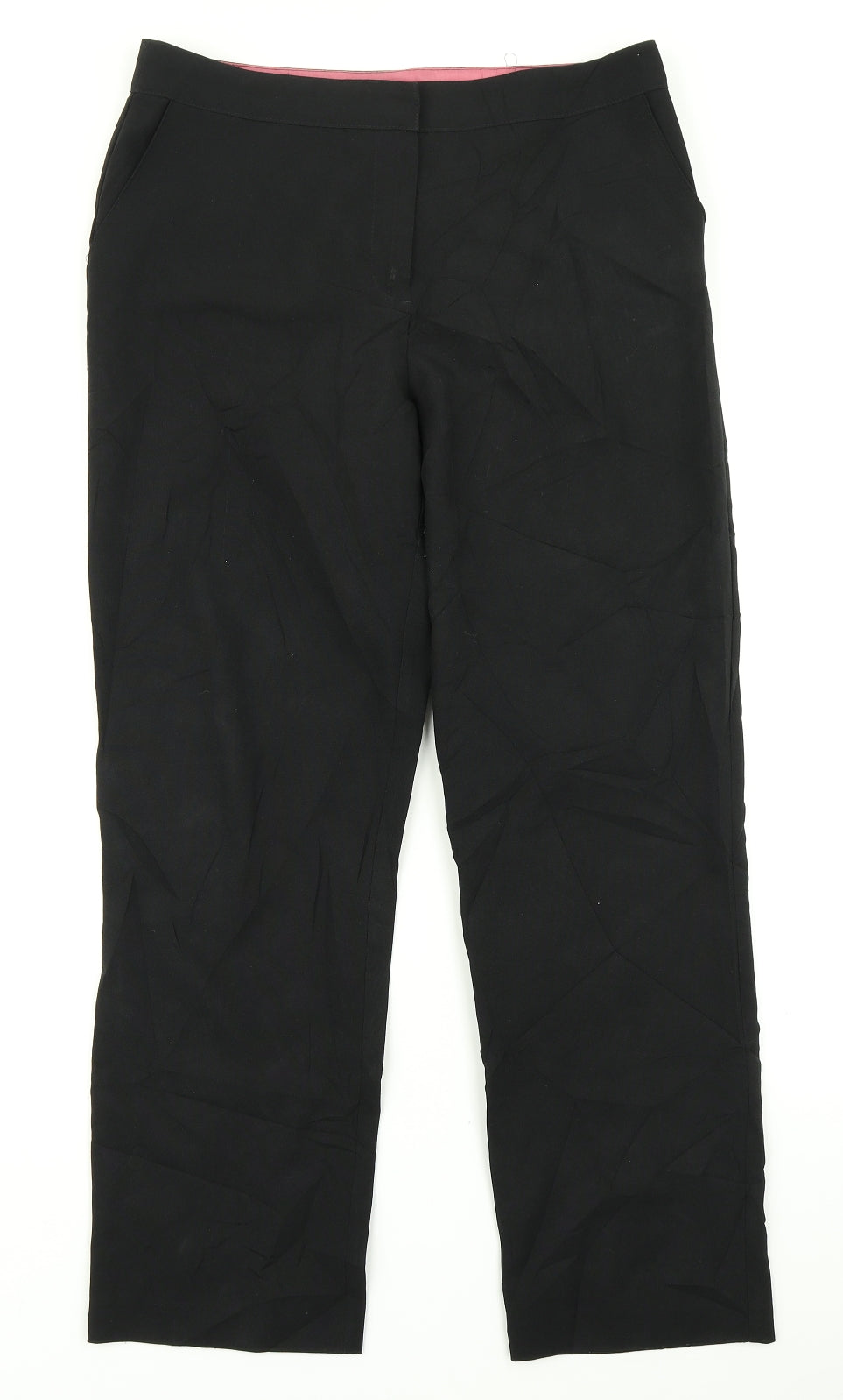 Womens UK Size 12 AMARANTO Regular Fit Dress Pants Black Trousers