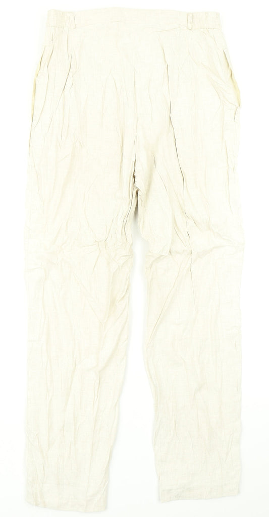 Womens UK Size 14 Marks & Spencer Regular Fit Dress Pants Beige Trousers