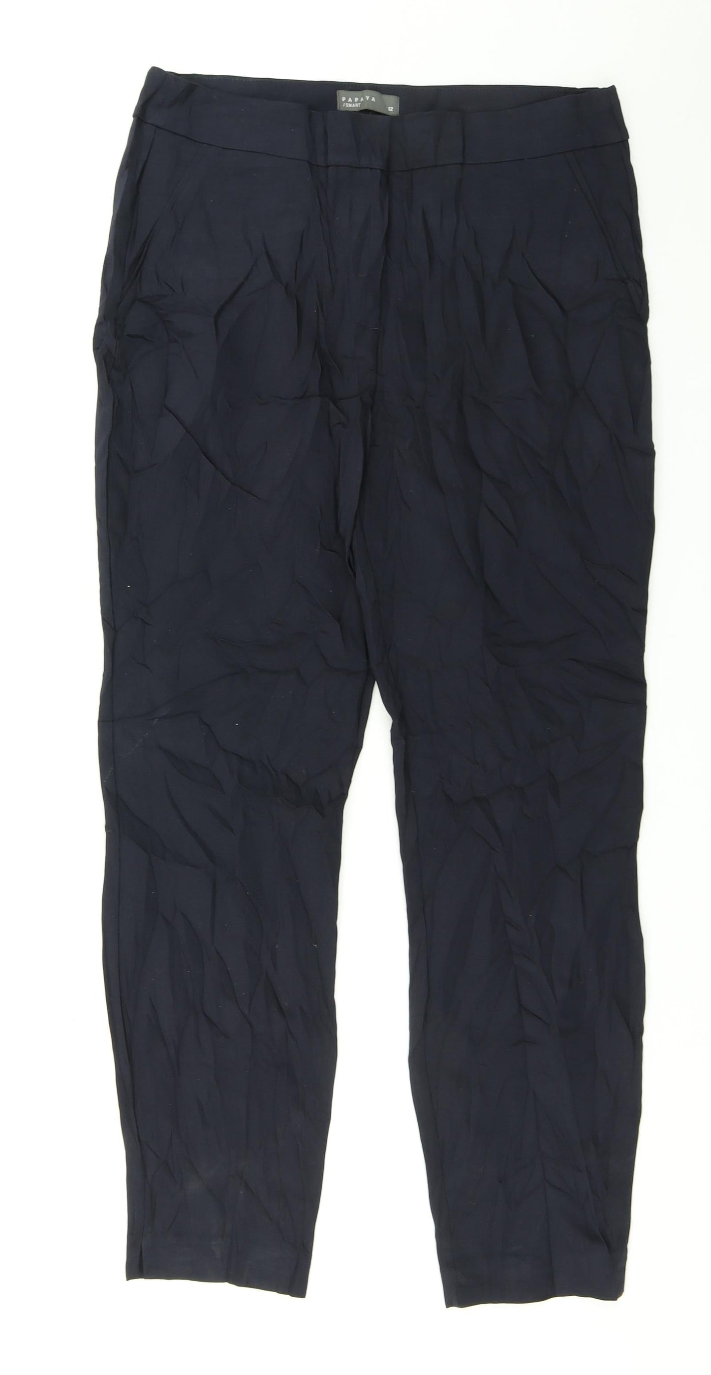 Womens UK Size 12 Papaya Regular Fit Dress Pants Blue Trousers