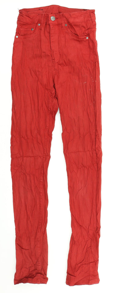 &Denim Womens Red  Denim Skinny Jeans Size 26 in L28 in