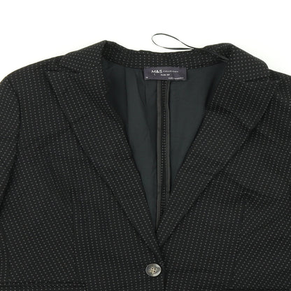 M&S Collection Womens Black Spotted  Jacket Blazer Size 14