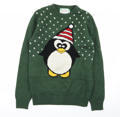 Cedar Wood State Mens Green Polka Dot  Pullover Jumper Size XS