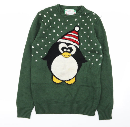 Cedar Wood State Mens Green Polka Dot  Pullover Jumper Size XS