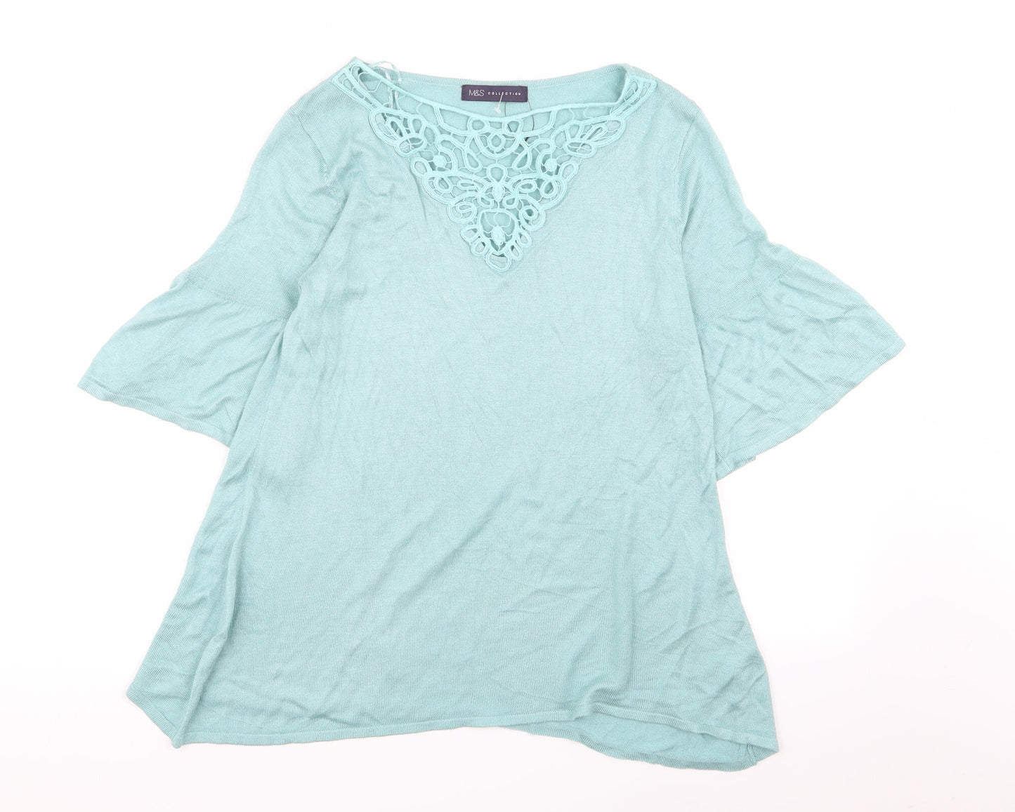 Womens UK Size 12 M&S Green Basic T-Shirt