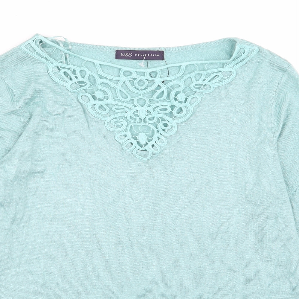 Womens UK Size 12 M&S Green Basic T-Shirt