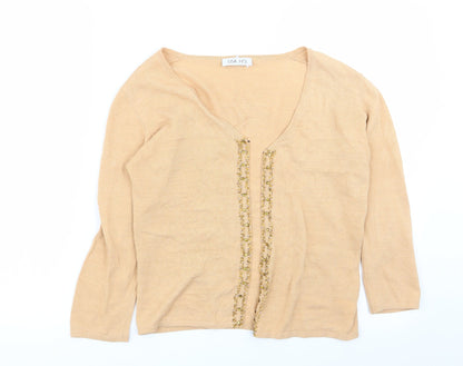 Lisa Ho Womens Orange Geometric  Cardigan Jumper Size S
