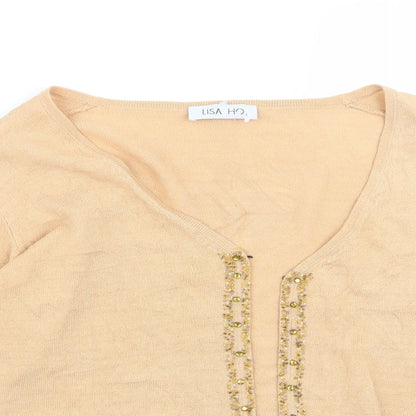 Lisa Ho Womens Orange Geometric  Cardigan Jumper Size S