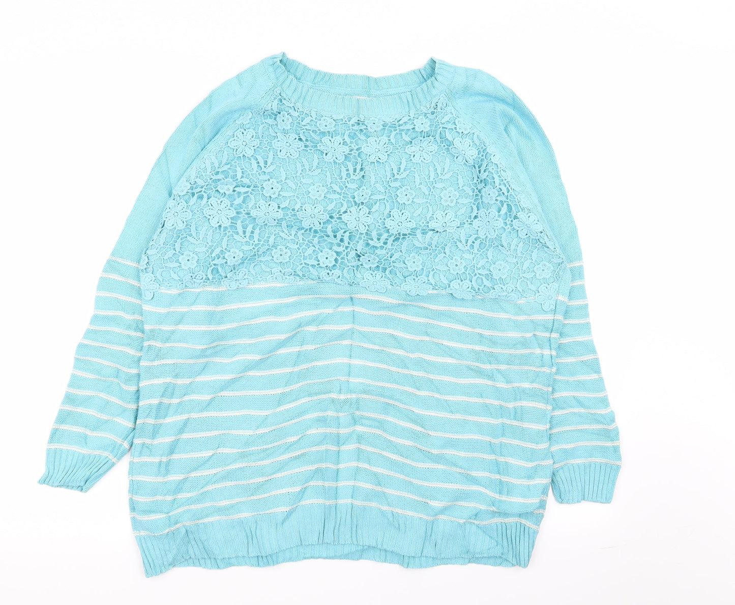 Cotton Traders Womens Blue Striped  Pullover Jumper Size 14  - size 14-16