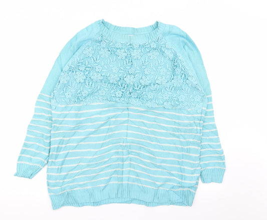 Cotton Traders Womens Blue Striped  Pullover Jumper Size 14  - size 14-16