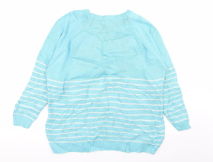 Cotton Traders Womens Blue Striped  Pullover Jumper Size 14  - size 14-16