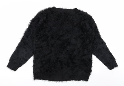 lookagain Womens Black   Pullover Jumper Size 8  - star detail