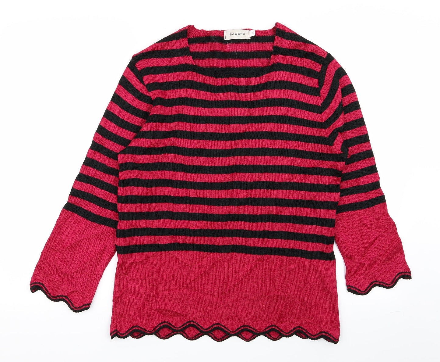 BASSINI Womens Multicoloured Striped  Pullover Jumper Size M