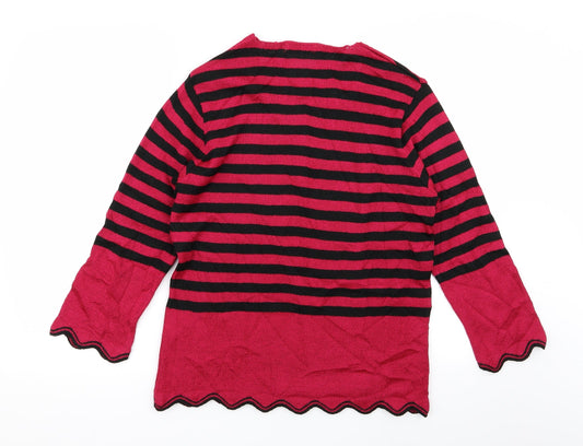 BASSINI Womens Multicoloured Striped  Pullover Jumper Size M