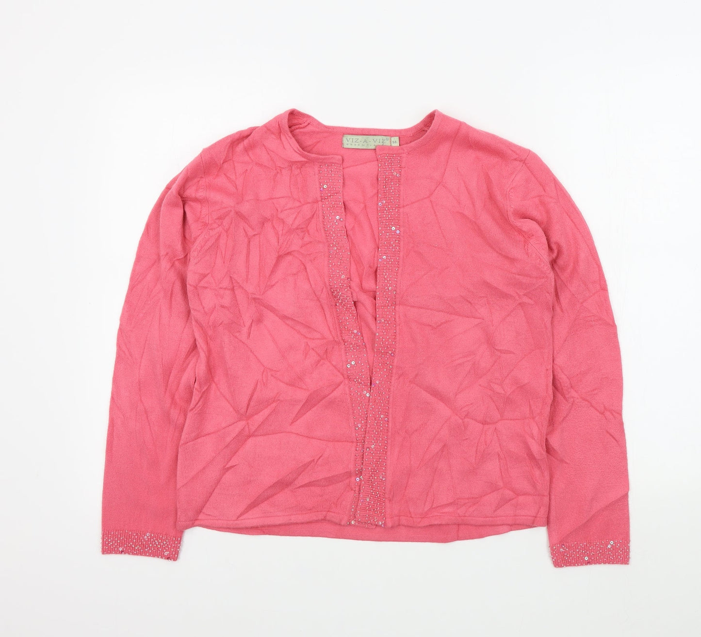 Womens UK Size 14 Viz-A-Viz Pink Cardigan Jumper