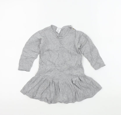 Lindex Girls Grey Colourblock  Fit & Flare  Size 9-12 Months