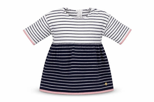 M&S Girls Blue Striped  A-Line  Size 0-3 Months