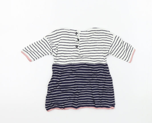 M&S Girls Blue Striped  A-Line  Size 0-3 Months