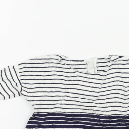 M&S Girls Blue Striped  A-Line  Size 0-3 Months