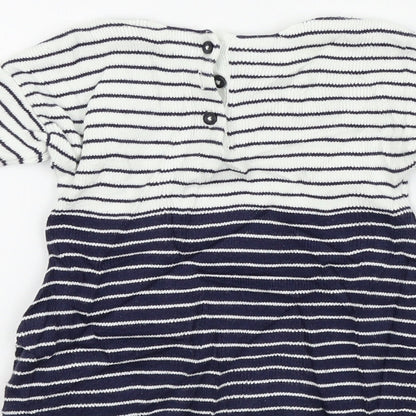 M&S Girls Blue Striped  A-Line  Size 0-3 Months