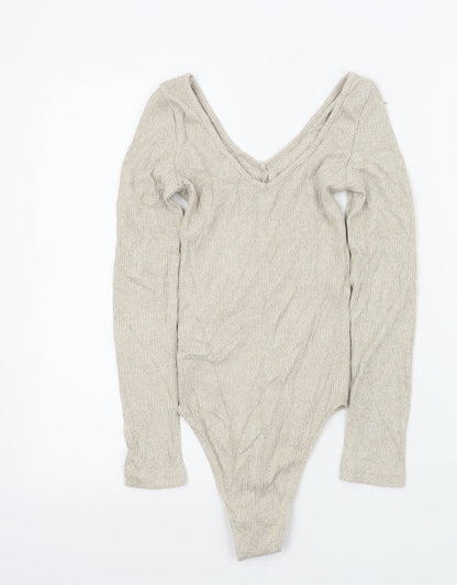 Primark Womens Beige Colourblock  Bodysuit One-Piece Size 2XS