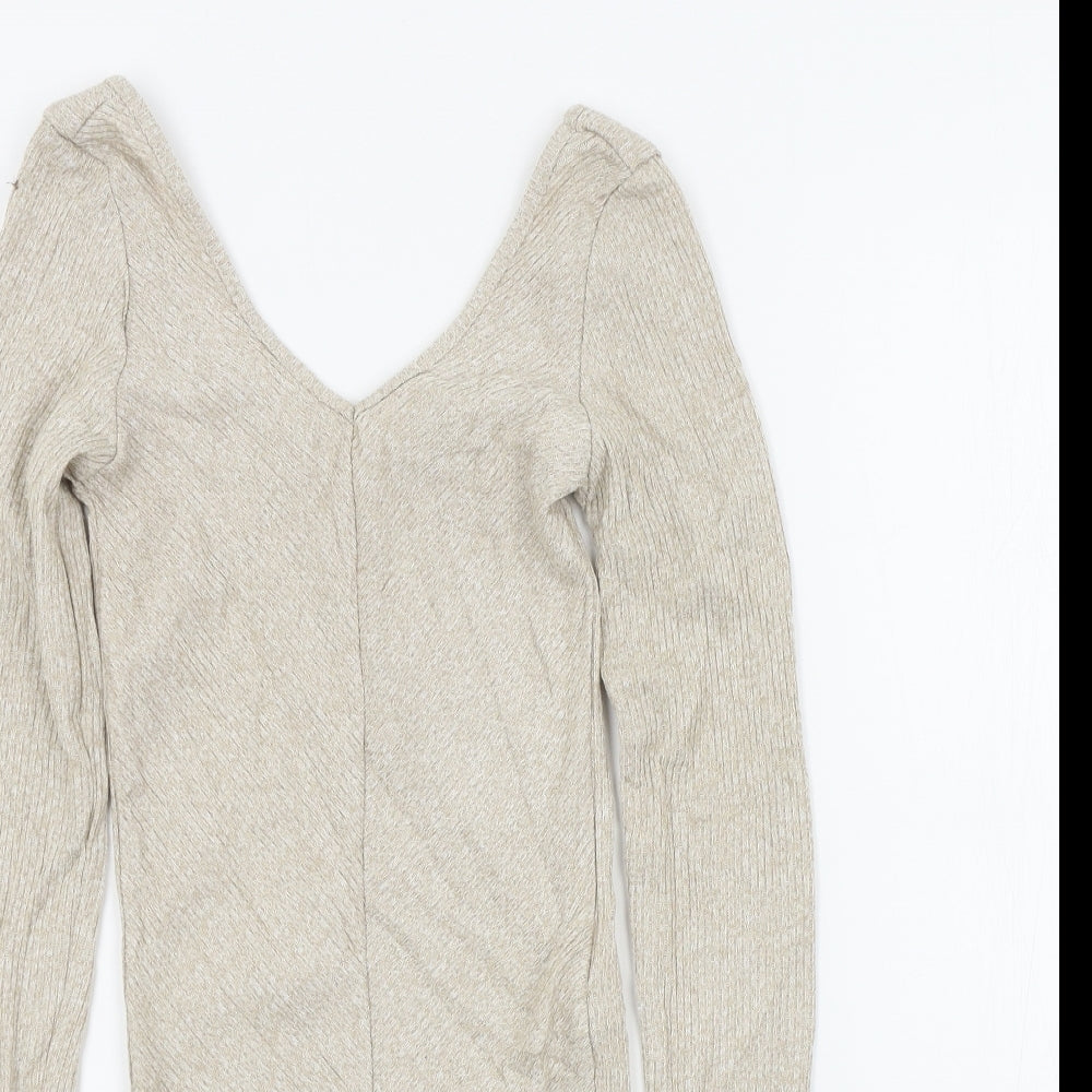 Primark Womens Beige Colourblock  Bodysuit One-Piece Size 2XS