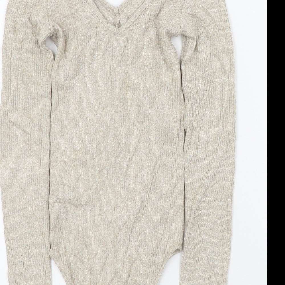 Primark Womens Beige Colourblock  Bodysuit One-Piece Size 2XS