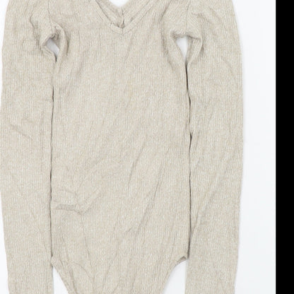 Primark Womens Beige Colourblock  Bodysuit One-Piece Size 2XS