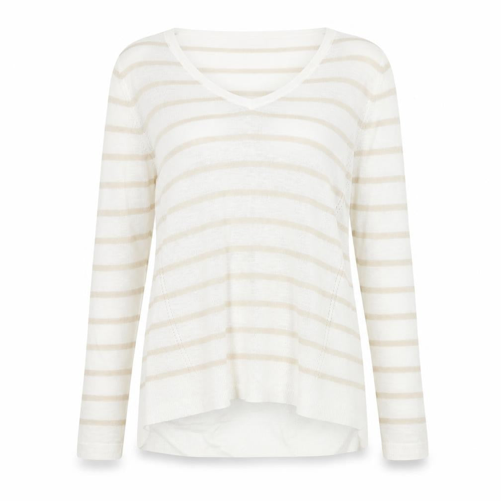 M&S Womens Beige Striped  Pullover Jumper Size 14