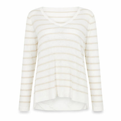 M&S Womens Beige Striped  Pullover Jumper Size 14