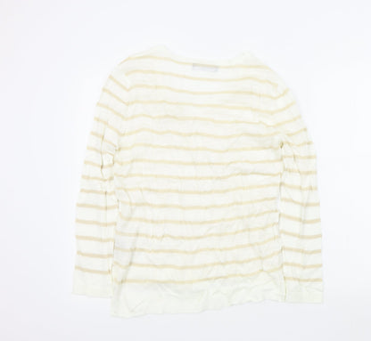 M&S Womens Beige Striped  Pullover Jumper Size 14