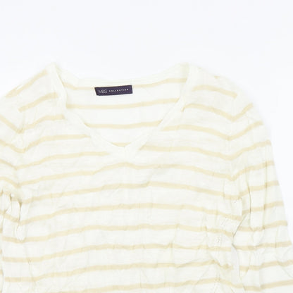 M&S Womens Beige Striped  Pullover Jumper Size 14