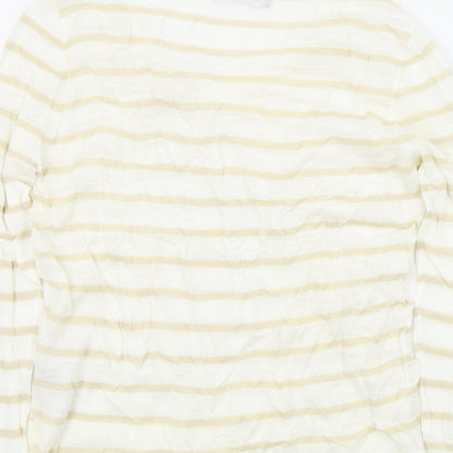 M&S Womens Beige Striped  Pullover Jumper Size 14