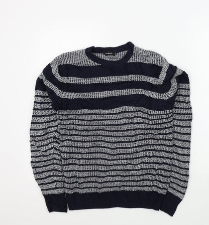 Primark Mens Blue Striped  Pullover Jumper Size S